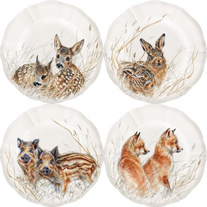 Тарелка для канапе детеныши диких животных в ассортименте набор 4 ШТ.., SOLOGNE, Д 16,3 см,, GIEN