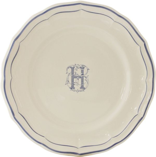 Тарелка обеденная "H", FILET MANGANESE MONOGRAMME, Д 26 cm GIEN