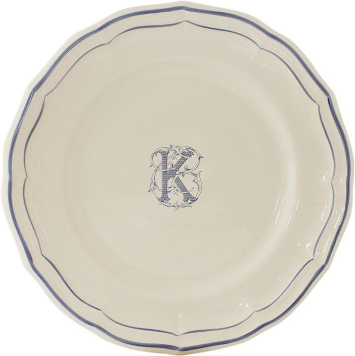 Тарелка десертная"K", FILET MANGANESE MONOGRAMME, Д 23,2 cm GIEN
