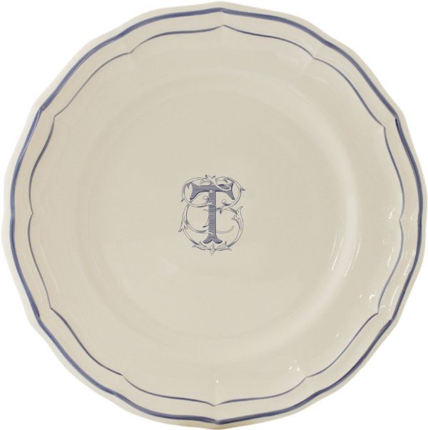 Тарелка обеденная "T", FILET MANGANESE MONOGRAMME, Д 26 cm GIEN