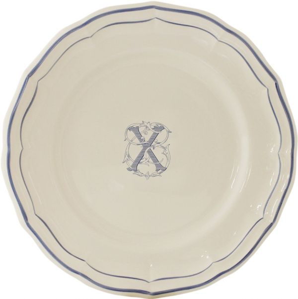 Тарелка обеденная "X", FILET MANGANESE MONOGRAMME, Д 26 cm GIEN