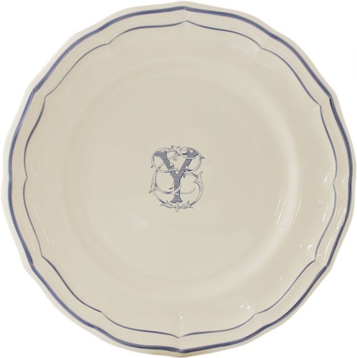 Тарелка обеденная "Y", FILET MANGANESE MONOGRAMME, Д 26 cm GIEN